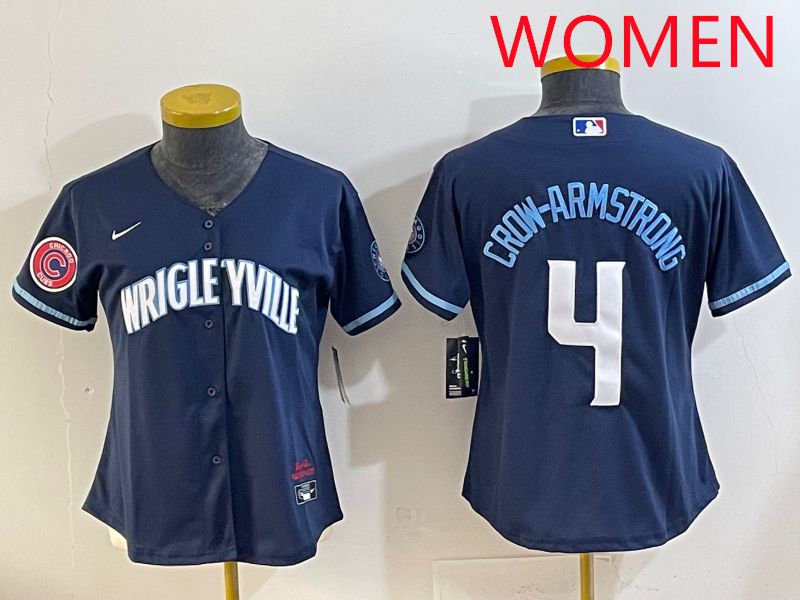 Women 2025 Chicago Cubs #4 Crow-Armstrong Blue City Edition Nike MLB Jersey style 5